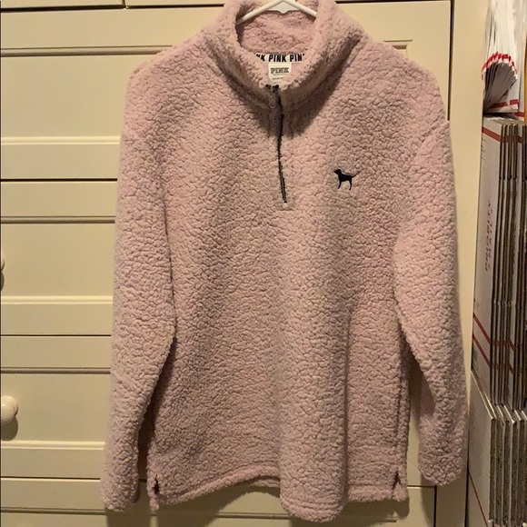 PINK Victoria's Secret Sweaters - V.S. Pink Sherpa Quarter Zip
